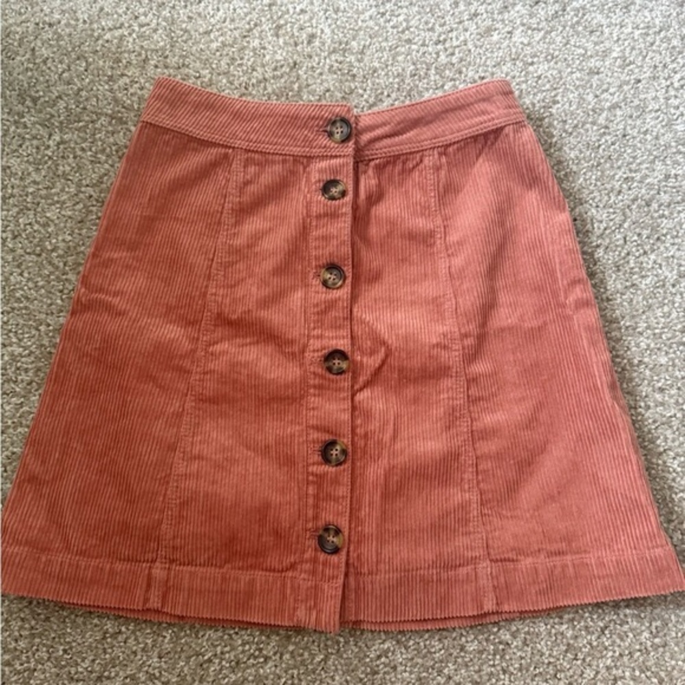 Corduroy Button-Front Skirt in